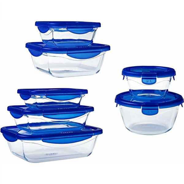 Set of lunch boxes Pyrex Cook & Go Blue Transparent