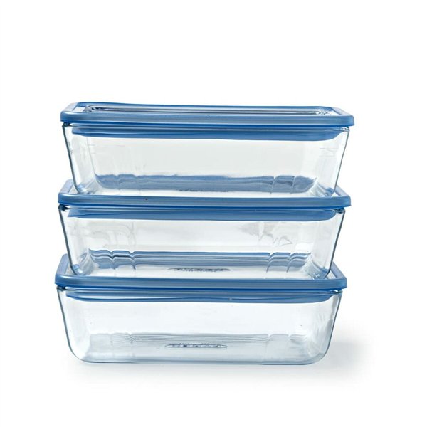 Set of lunch boxes Pyrex Blue Transparent 2,6 L 3 Pieces