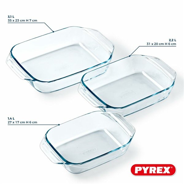 Set of Oven Dishes Pyrex Transparent 3 Pieces