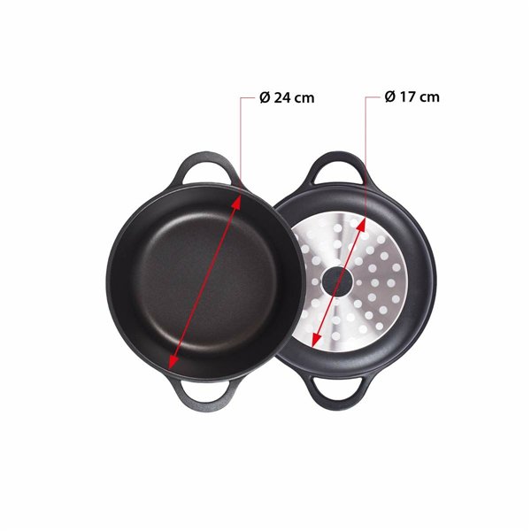 Casserole with lid Valira BLACK IND 24CM Black Ø 24 cm