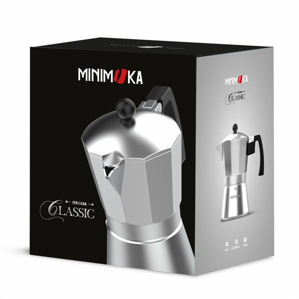 Italian Coffee Pot Taurus KCP9006 6T Silver Stainless steel Aluminium 6 Cups