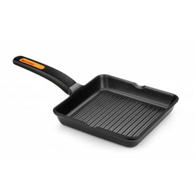 Grill pan with stripes BRA EFFICIENT PLUS Black Aluminium