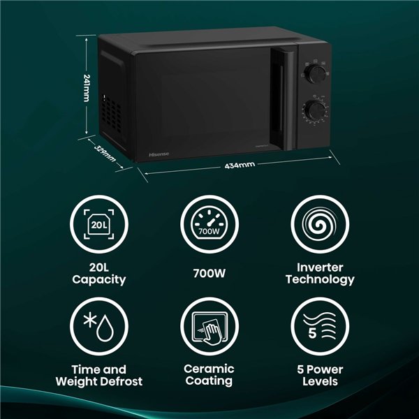 Microwave Hisense H20MOBP1HI Black 700 W 20 L