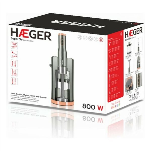 Multifunction Hand Blender with Accessories Haeger HB-80C.024A Grey 800 W