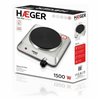 Electric Hot Plate Haeger HP-01S.014A Stainless steel 1 Stove Black Silver 1500W