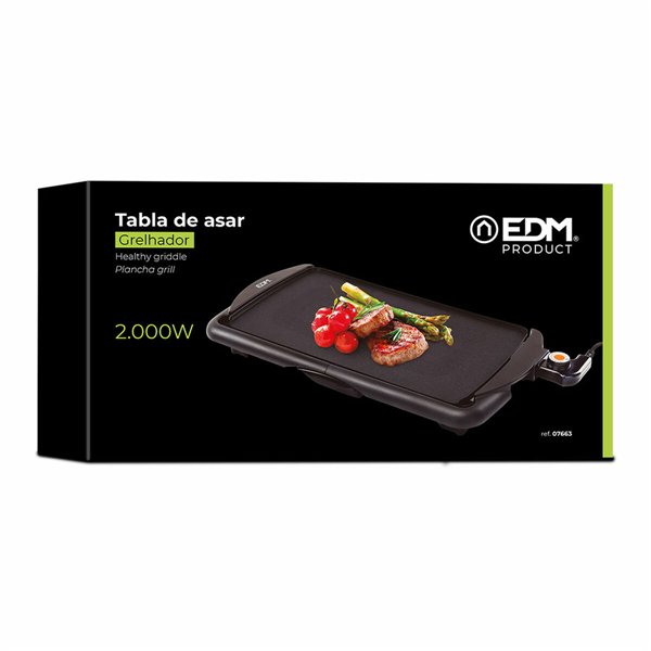 Flat grill plate EDM 07663 Black 2000 W