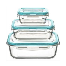 Set of 3 lunch boxes 5five Simply Smart Blue Transparent Crystal 300 ml 690 ml 1000 L 800 g