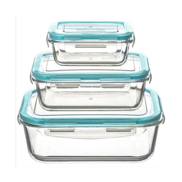 Set of 3 lunch boxes 5five Simply Smart Blue Transparent Crystal 300 ml 690 ml 1000 L 800 g