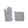 Oven Gloves and Pot Holder Set Atmosphera Grey Cotton