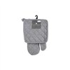 Oven Gloves and Pot Holder Set Atmosphera Grey Cotton