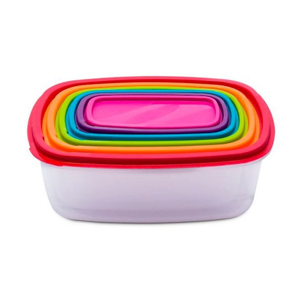 Set of 6 lunch boxes 5five Simply Smart polypropylene 300 ml 225 ml 175 ml 12,5 ml 0,3 g 245 ml Multicolour Rectangular