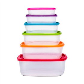Set of 6 lunch boxes 5five Simply Smart polypropylene 300 ml 225 ml 175 ml 12,5 ml 0,3 g 245 ml Multicolour Rectangular