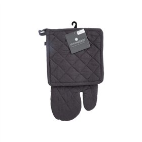 Oven Gloves and Pot Holder Set Atmosphera Cotton Dark grey