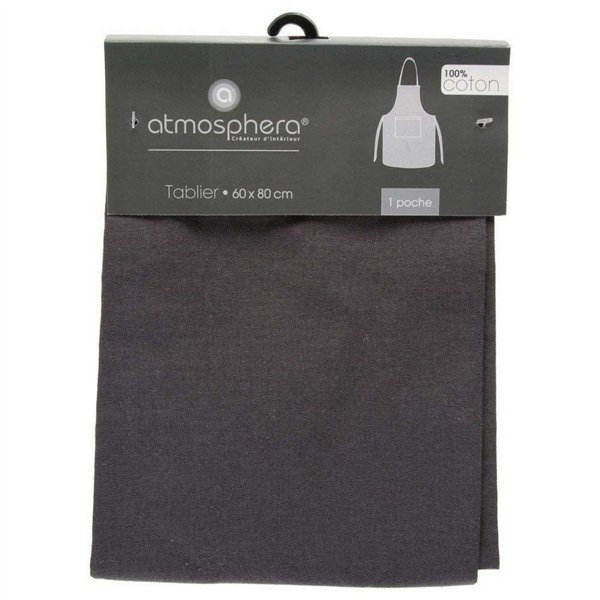 Apron with Pocket Atmosphera Black Cotton (60 x 80 cm)