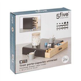 Coffee Capsule Organiser 5five Simply Smart Noir Kitchen Black Metal 33 x 31 x 7,5 cm