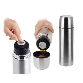 Thermos with Dispenser Stopper Excellent Houseware Stainless steel (1 L)