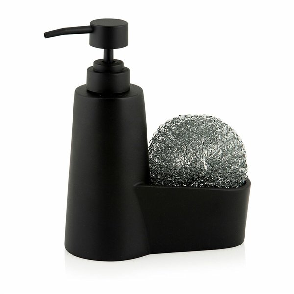 2-in-1 Soap Dispenser for the Kitchen Sink Andrea House CC70059 Plastic Polyresin 14,5 x 7 x 18,5 cm Scourer Matte back