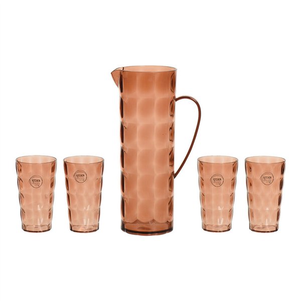 Jug and glasses set EDM 869702 Brown Recycled plastic 5 Pieces