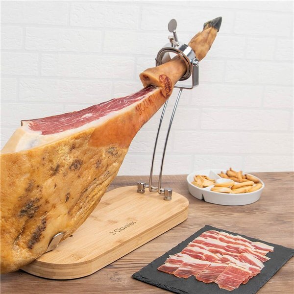 Wooden Ham Stand 3 Claveles Bamboo 47 x 18,5 x 37 cm Foldable
