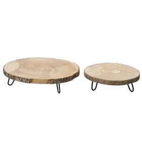 Set of trays KSD Wood Circular Ornamental 2 Pieces