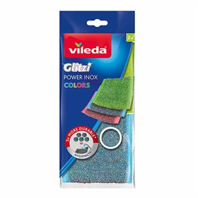 Scourer Vileda glitzi Stainless steel Assorted colours (Eliminates stubborn and ingrained stains) (2 Units) (2 Pieces)