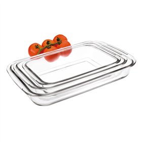 Baking tray Ibili 34,5 X 20,5 X 5 CM 39,3 X 23,6 X 5 CM 29,5 X 17,5 X 5 CM Transparent Metal Plastic 1 L 3 Units (3 Pieces)