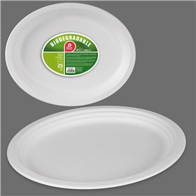 Plate set Best Products Green Sugar Cane ø 32 cm Biodegradable Disposable 25 Units