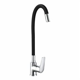 Mixer Tap EDM 01155 Baiona Black Brass Zinc Flexible Kitchen