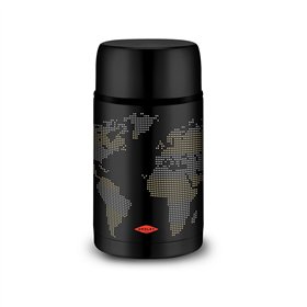 Thermos for Food Oroley Black Stainless steel 1 L World Map