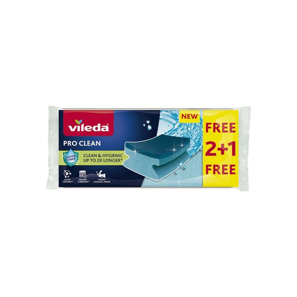 Scourer Vileda su pro clean 2+1 Blue Foam (3 Pieces) (2 Units)
