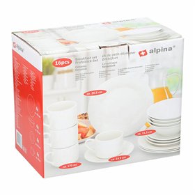 Tableware Alpina White Ceramic 16 Pieces (4 Units)