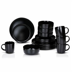 Tableware Alpina Black Ceramic 16 Pieces (4 Units)