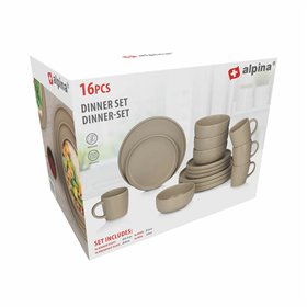Tableware Alpina Taupe Ceramic 16 Pieces (4 Units)