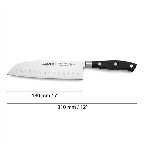 Santoku Knife Arcos serie riviera Black Steel Polyoxymethylene 18 cm