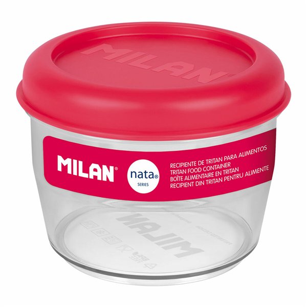 Hermetic Lunch Box Milan 500 ml Pink Transparent Plastic Circular Ø 12 cm