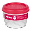 Hermetic Lunch Box Milan 500 ml Pink Transparent Plastic Circular Ø 12 cm
