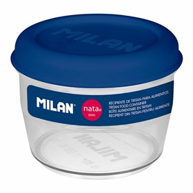 Hermetic Lunch Box Milan 500 ml Blue Transparent Plastic Circular Ø 12 cm