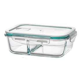 Lunch box Ovenza Transparent Silicone Borosilicate Glass Rectangular 1040 ml