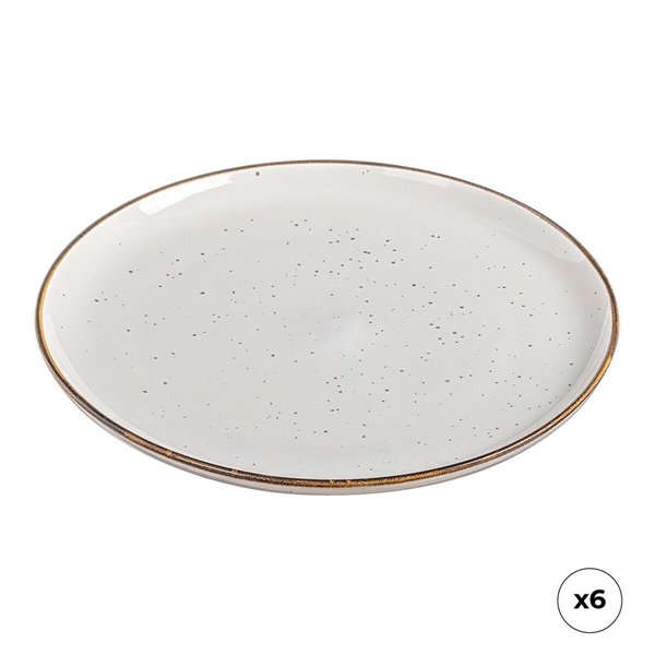 Flat Plate Ovenza White Porcelain Ø 25 cm (6 Units)