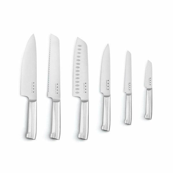 Set of Kitchen Knives and Stand Smeg KBSF02CR Cream