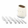 Set of Kitchen Knives and Stand Smeg KBSF02CR Cream