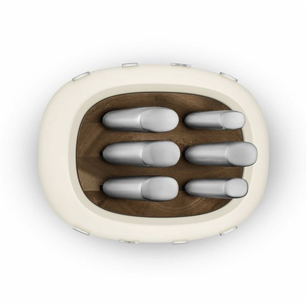 Set of Kitchen Knives and Stand Smeg KBSF02CR Cream