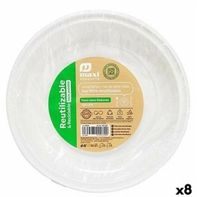 Set of reusable plates Maxi Products White Plastic Ø 22 cm 100 Pieces (8 Units)