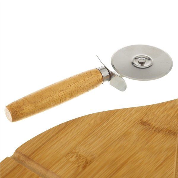 Pizza Cutter Natural Bamboo 38 x 32 x 1,5 cm