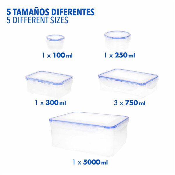 Set of Stackable Hermetically-sealed Kitchen Containers Max Home 29 x 12 x 20 cm 6 Units