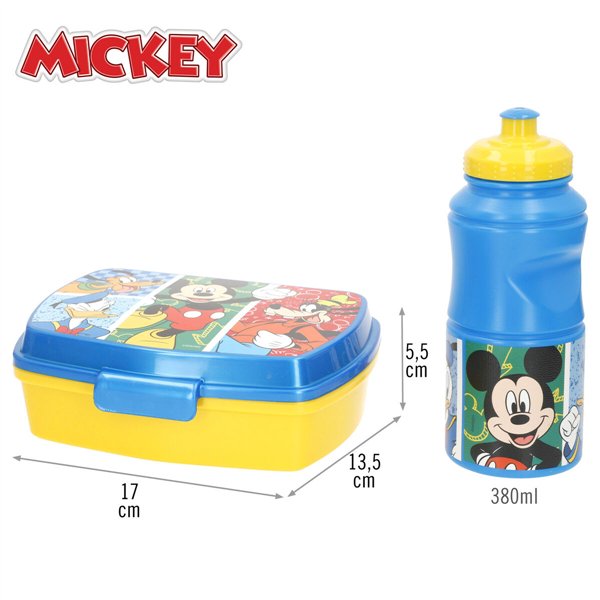 Lunchbox with Accessories Mickey Mouse Plastic 380 ml 17 x 5,5 x 13,5 cm (6 Units)