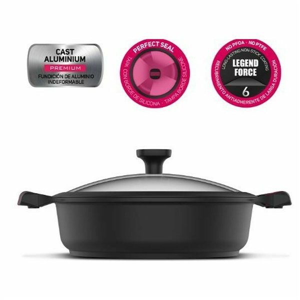 Casserole with lid Taurus 980929000 Black Ø 28 cm 4 L