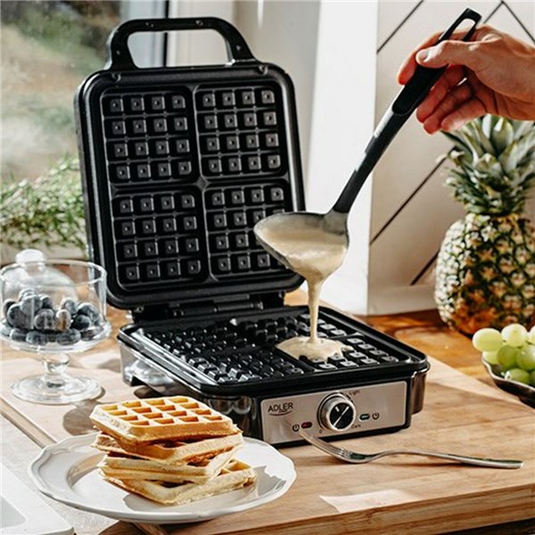 Waffle Maker Adler AD 3083 Black Silver 1800 W