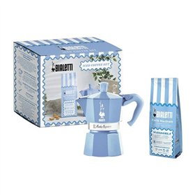 Italian Coffee Pot Bialetti Blue Aluminium Thermoplastic 3 Cups
