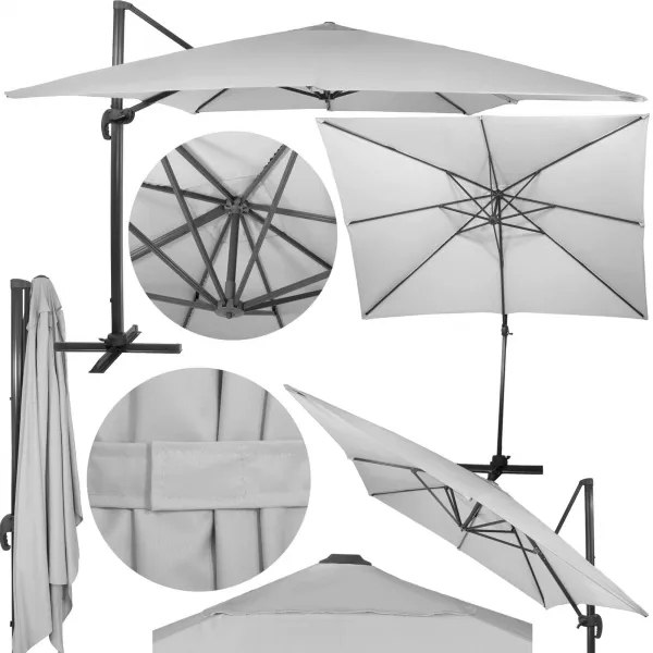 Garden umbrella Springos GU0048, 500 cm, with cover, hanging, light gray